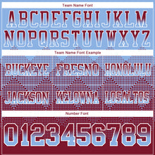 Load image into Gallery viewer, Custom Light Blue Crimson-White Mesh Authentic Gradient Square Shape Flag Football Jersey