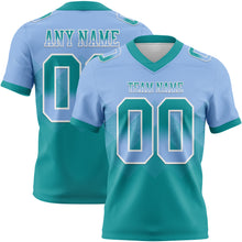 Load image into Gallery viewer, Custom Light Blue Teal-White Mesh Authentic Gradient Square Shape Flag Football Jersey
