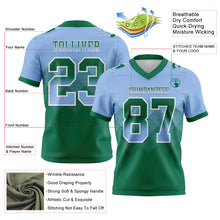 Load image into Gallery viewer, Custom Light Blue Kelly Green-White Mesh Authentic Gradient Square Shape Flag Football Jersey