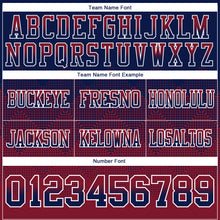 Load image into Gallery viewer, Custom Navy Crimson-White Mesh Authentic Gradient Square Shape Flag Football Jersey
