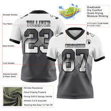 Load image into Gallery viewer, Custom White Steel Gray-Black Mesh Authentic Gradient Square Shape Flag Football Jersey