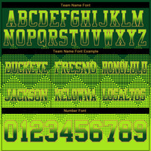 Load image into Gallery viewer, Custom Green Neon Green-Old Gold Mesh Authentic Gradient Square Shape Flag Football Jersey