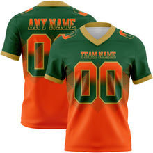 Load image into Gallery viewer, Custom Green Orange-Old Gold Mesh Authentic Gradient Square Shape Flag Football Jersey