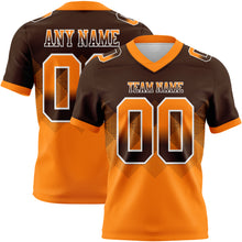 Load image into Gallery viewer, Custom Brown Orange-White Mesh Authentic Gradient Square Shape Flag Football Jersey