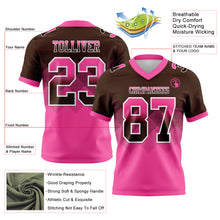 Load image into Gallery viewer, Custom Brown Pink-White Mesh Authentic Gradient Square Shape Flag Football Jersey
