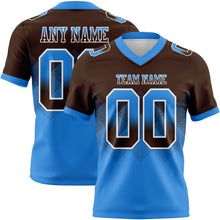 Load image into Gallery viewer, Custom Brown Powder Blue-White Mesh Authentic Gradient Square Shape Flag Football Jersey