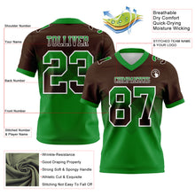 Load image into Gallery viewer, Custom Brown Grass Green-White Mesh Authentic Gradient Square Shape Flag Football Jersey