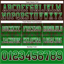 Load image into Gallery viewer, Custom Brown Grass Green-White Mesh Authentic Gradient Square Shape Flag Football Jersey