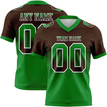 Load image into Gallery viewer, Custom Brown Grass Green-White Mesh Authentic Gradient Square Shape Flag Football Jersey