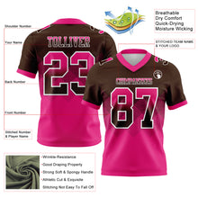 Load image into Gallery viewer, Custom Brown Hot Pink-White Mesh Authentic Gradient Square Shape Flag Football Jersey