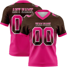 Load image into Gallery viewer, Custom Brown Hot Pink-White Mesh Authentic Gradient Square Shape Flag Football Jersey