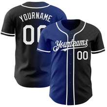 Load image into Gallery viewer, Custom Black White-Royal Authentic Gradient Fashion Baseball Jersey