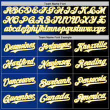 Load image into Gallery viewer, Custom Black White Royal-Yellow Authentic Gradient Fashion Baseball Jersey