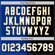 Load image into Gallery viewer, Custom Black White Royal-Old Gold Authentic Gradient Fashion Baseball Jersey