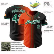 Load image into Gallery viewer, Custom Black Kelly Green Orange-White Authentic Gradient Fashion Baseball Jersey