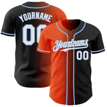 Load image into Gallery viewer, Custom Black White Orange-Light Blue Authentic Gradient Fashion Baseball Jersey