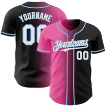 Load image into Gallery viewer, Custom Black White Pink-Light Blue Authentic Gradient Fashion Baseball Jersey