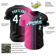 Load image into Gallery viewer, Custom Black White Pink-Teal Authentic Gradient Fashion Baseball Jersey