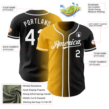 Load image into Gallery viewer, Custom Black White-Gold Authentic Gradient Fashion Baseball Jersey