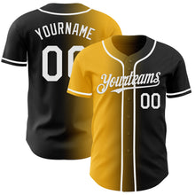 Load image into Gallery viewer, Custom Black White-Gold Authentic Gradient Fashion Baseball Jersey