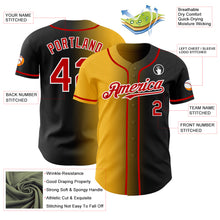 Load image into Gallery viewer, Custom Black Red Gold-White Authentic Gradient Fashion Baseball Jersey
