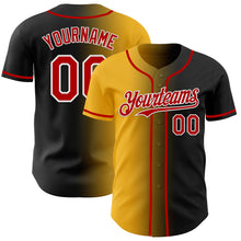 Load image into Gallery viewer, Custom Black Red Gold-White Authentic Gradient Fashion Baseball Jersey