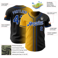 Load image into Gallery viewer, Custom Black Royal Gold-White Authentic Gradient Fashion Baseball Jersey