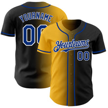 Load image into Gallery viewer, Custom Black Royal Gold-White Authentic Gradient Fashion Baseball Jersey