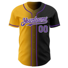 Load image into Gallery viewer, Custom Black Purple Gold-White Authentic Gradient Fashion Baseball Jersey