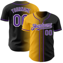 Load image into Gallery viewer, Custom Black Purple Gold-White Authentic Gradient Fashion Baseball Jersey