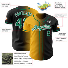 Load image into Gallery viewer, Custom Black Kelly Green Gold-White Authentic Gradient Fashion Baseball Jersey