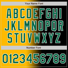 Load image into Gallery viewer, Custom Black Kelly Green Gold-White Authentic Gradient Fashion Baseball Jersey