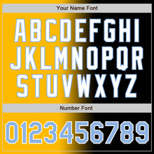 Load image into Gallery viewer, Custom Black Light Blue Gold-White Authentic Gradient Fashion Baseball Jersey