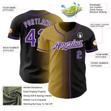 Load image into Gallery viewer, Custom Black Purple Old Gold-White Authentic Gradient Fashion Baseball Jersey