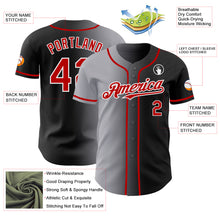Load image into Gallery viewer, Custom Black Red Gray-White Authentic Gradient Fashion Baseball Jersey