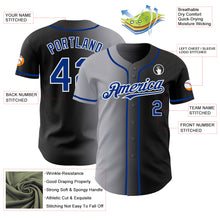 Load image into Gallery viewer, Custom Black Royal Gray-White Authentic Gradient Fashion Baseball Jersey