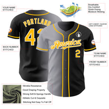 Load image into Gallery viewer, Custom Black Gold Gray-White Authentic Gradient Fashion Baseball Jersey