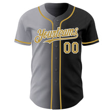 Load image into Gallery viewer, Custom Black Old Gold Gray-White Authentic Gradient Fashion Baseball Jersey