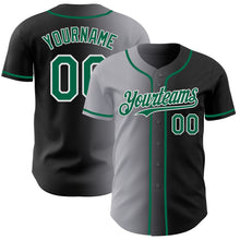 Load image into Gallery viewer, Custom Black Kelly Green Gray-White Authentic Gradient Fashion Baseball Jersey