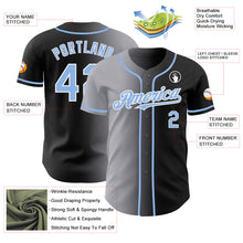 Load image into Gallery viewer, Custom Black Light Blue Gray-White Authentic Gradient Fashion Baseball Jersey
