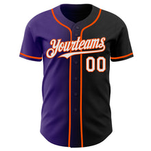 Load image into Gallery viewer, Custom Black White Purple-Orange Authentic Gradient Fashion Baseball Jersey