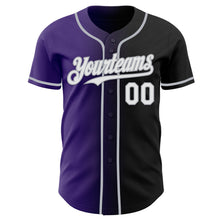 Load image into Gallery viewer, Custom Black White Purple-Gray Authentic Gradient Fashion Baseball Jersey