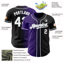 Load image into Gallery viewer, Custom Black White Purple-Gray Authentic Gradient Fashion Baseball Jersey