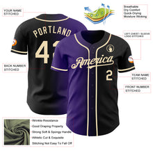 Load image into Gallery viewer, Custom Black Cream-Purple Authentic Gradient Fashion Baseball Jersey