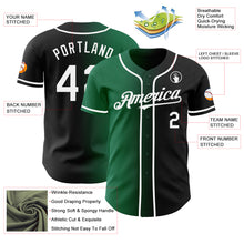 Load image into Gallery viewer, Custom Black White-Kelly Green Authentic Gradient Fashion Baseball Jersey
