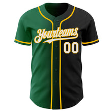Load image into Gallery viewer, Custom Black White Kelly Green-Gold Authentic Gradient Fashion Baseball Jersey