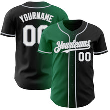 Load image into Gallery viewer, Custom Black White Kelly Green-Gray Authentic Gradient Fashion Baseball Jersey