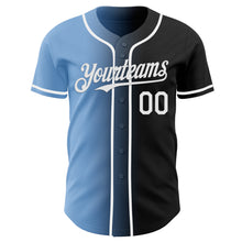 Load image into Gallery viewer, Custom Black White-Light Blue Authentic Gradient Fashion Baseball Jersey