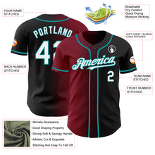 Load image into Gallery viewer, Custom Black White Crimson-Teal Authentic Gradient Fashion Baseball Jersey