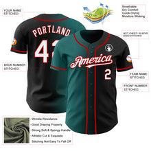 Load image into Gallery viewer, Custom Black White Teal-Red Authentic Gradient Fashion Baseball Jersey